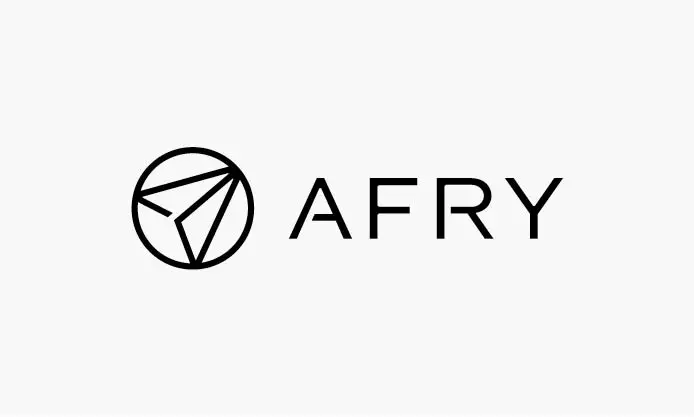 AFRY-Logo mit stilisiertem geometrischem Symbol innerhalb eines Kreises und Schriftzug "AFRY".