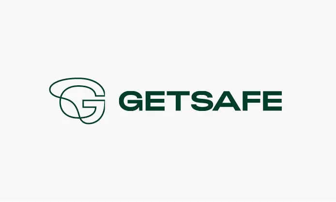 Grüner Buchstabe "G" und Firmenname "GETSAFE" in Grün auf weißem Hintergrund