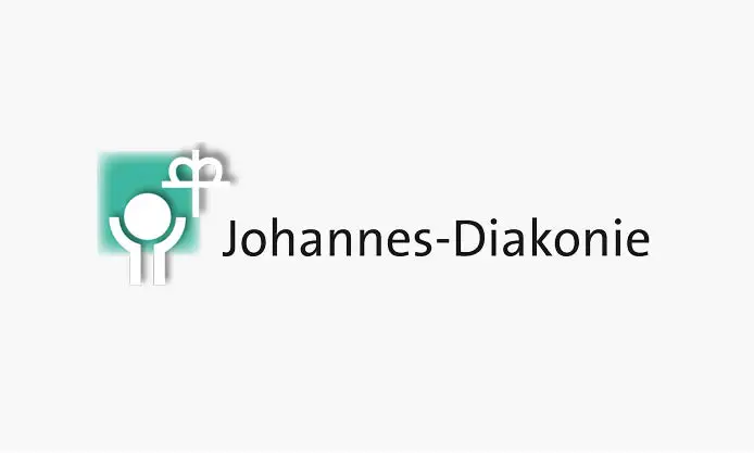 Logo der Johannes-Diakonie mit stilisierter Person auf grünem Hintergrund und Schriftzug daneben